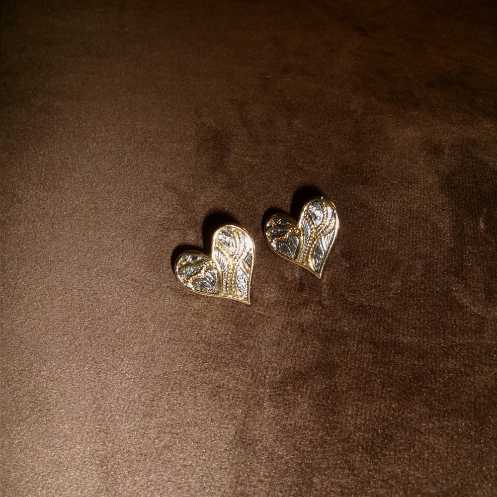 Mixed Metal Heart Earrings